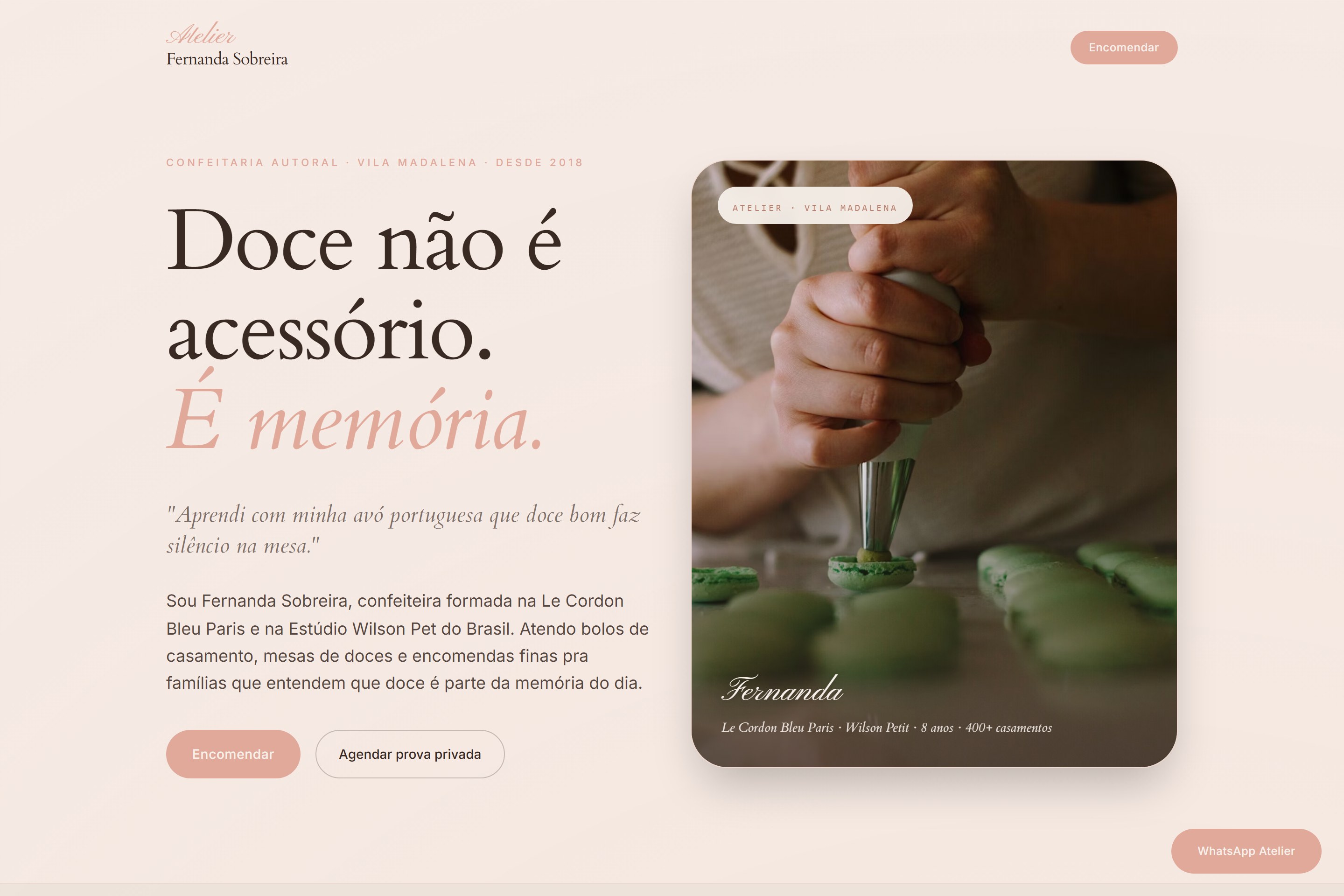 Mockup do site Atelier Fernanda Sobreira