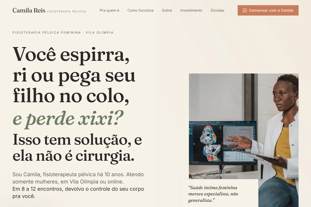 Demo do site Alive pro nicho Fisio pélvica