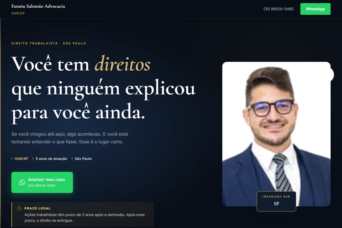 Mockup do site Alive pro nicho Advocacia · São Paulo