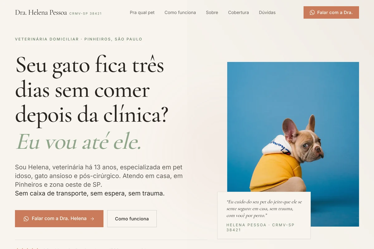 Demo do site Alive pro nicho Vet domiciliar