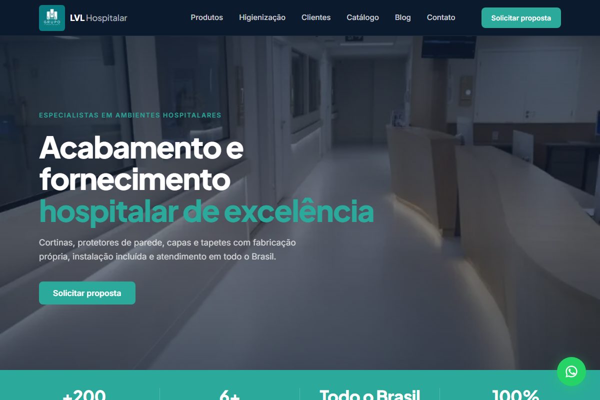 Mockup do site Alive pro nicho Têxteis hospitalares · B2B nacional