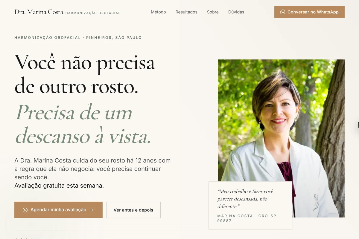 Demo do site Alive pro nicho Dentista