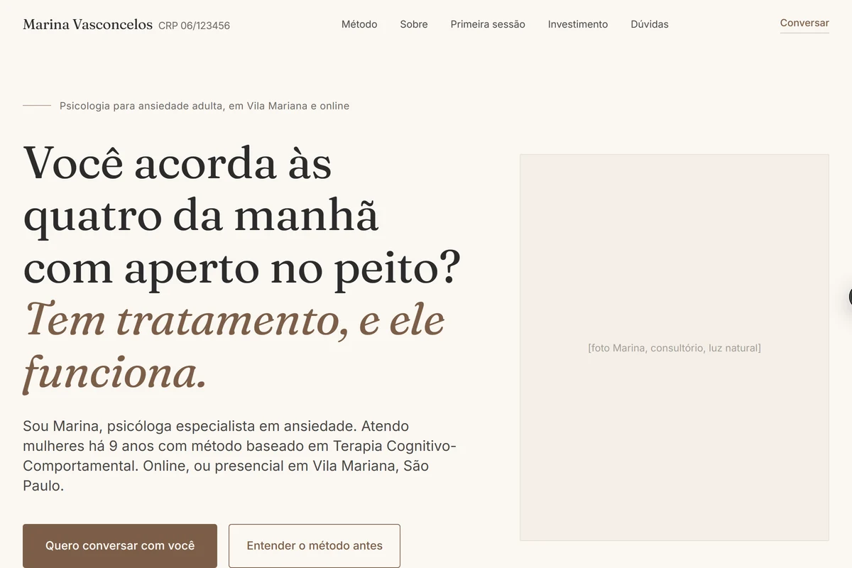 Demo do site Alive pro nicho Psicóloga ansiedade