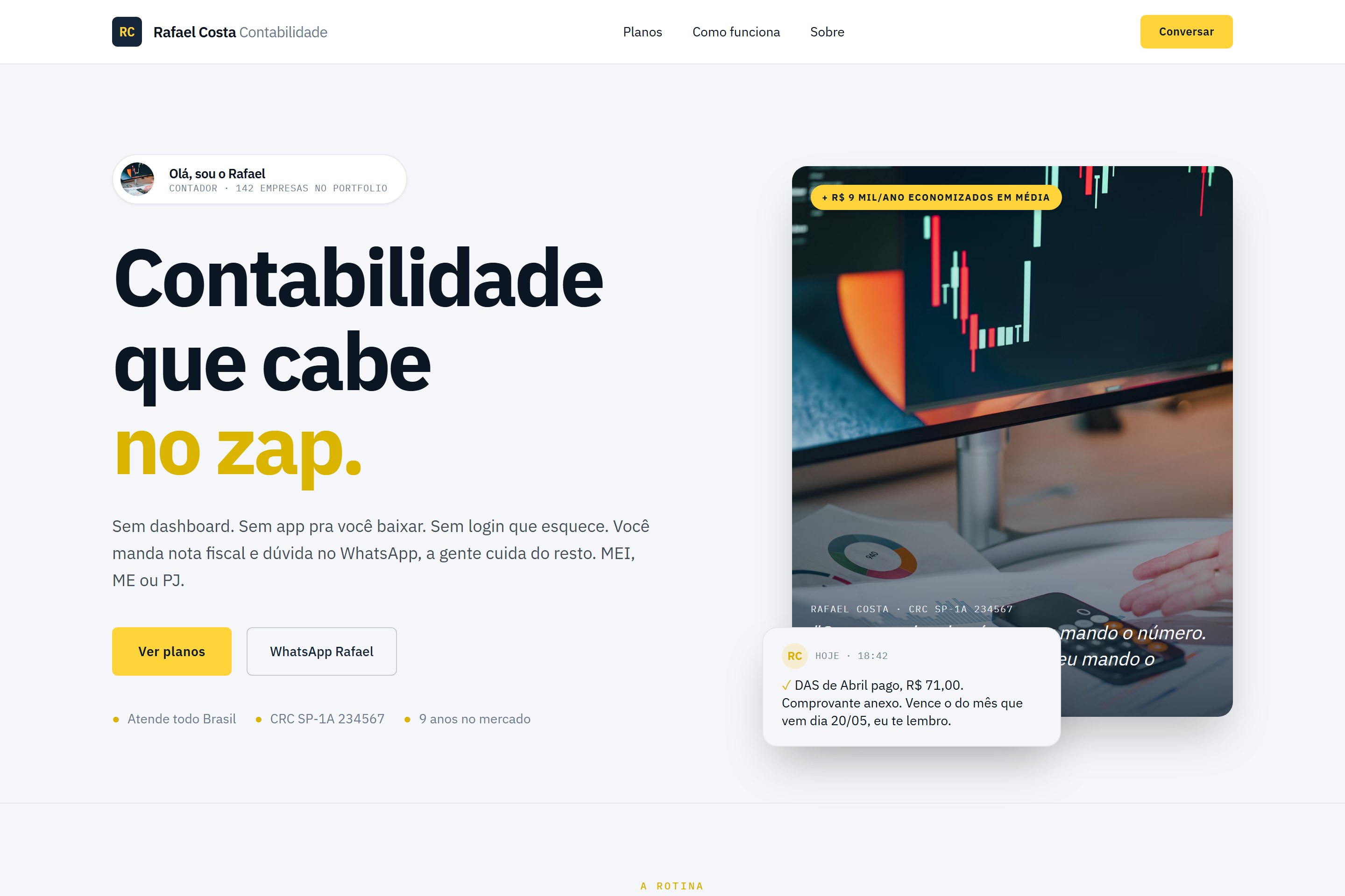 Mockup do site Rafael Costa Contabilidade